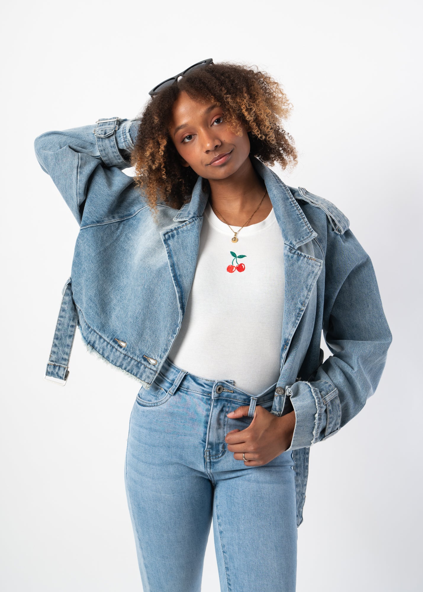 Vintage Crop Jeansjacke Hellblau Highs