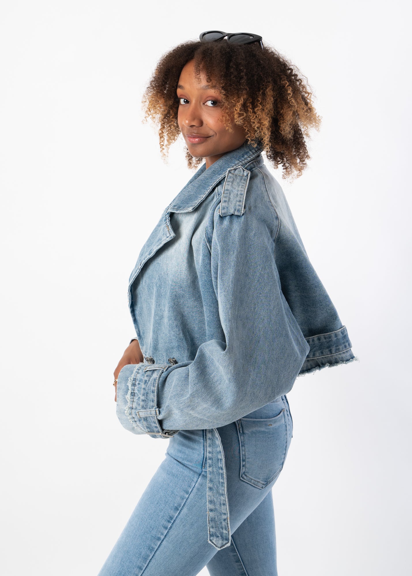 Vintage Crop Jeansjacke Hellblau Highs